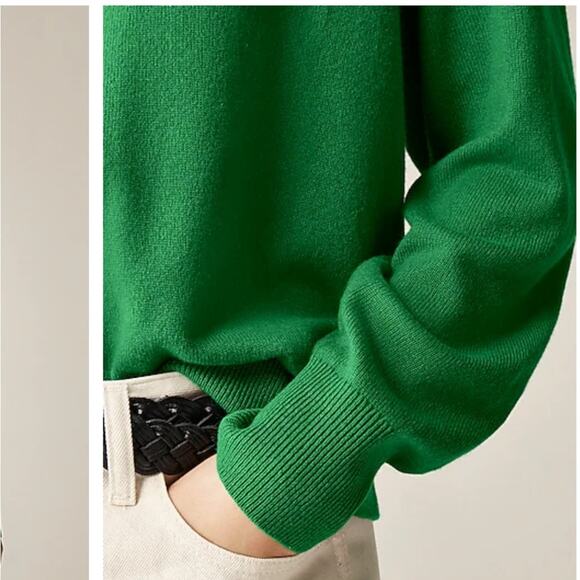 J. CREW 100% Cashmere Relaxed Crewneck Sweater Emerald Kelly Green Soft Small - Picture 4 of 9